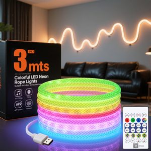 NestlyCo LED Neon Rope Light RGB USB 5V IP67, App Control Bedroom & Dorm, 1.2 pounds, rgbcw, 72 Feet