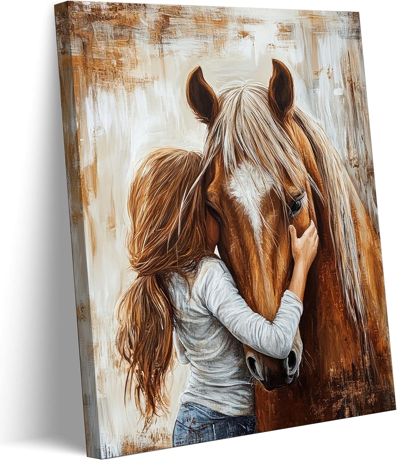 Aldernest Little Girl and Horse Canvas Wall Art, 12x16in, 1.6 ounces