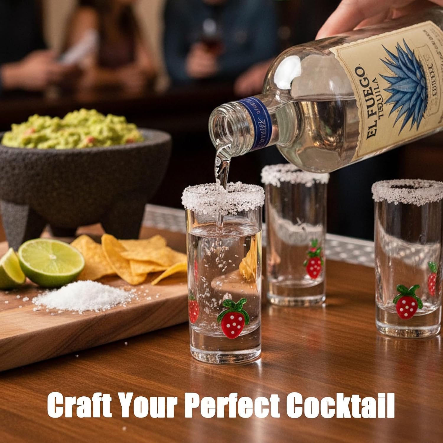 Aldernest 4 Pcs Strawberry Icon Shot Glasses - 3oz Cute Shot Glasses with Heavy Base for Whiskey, Tequila, Vodka, Spirits & Liquors