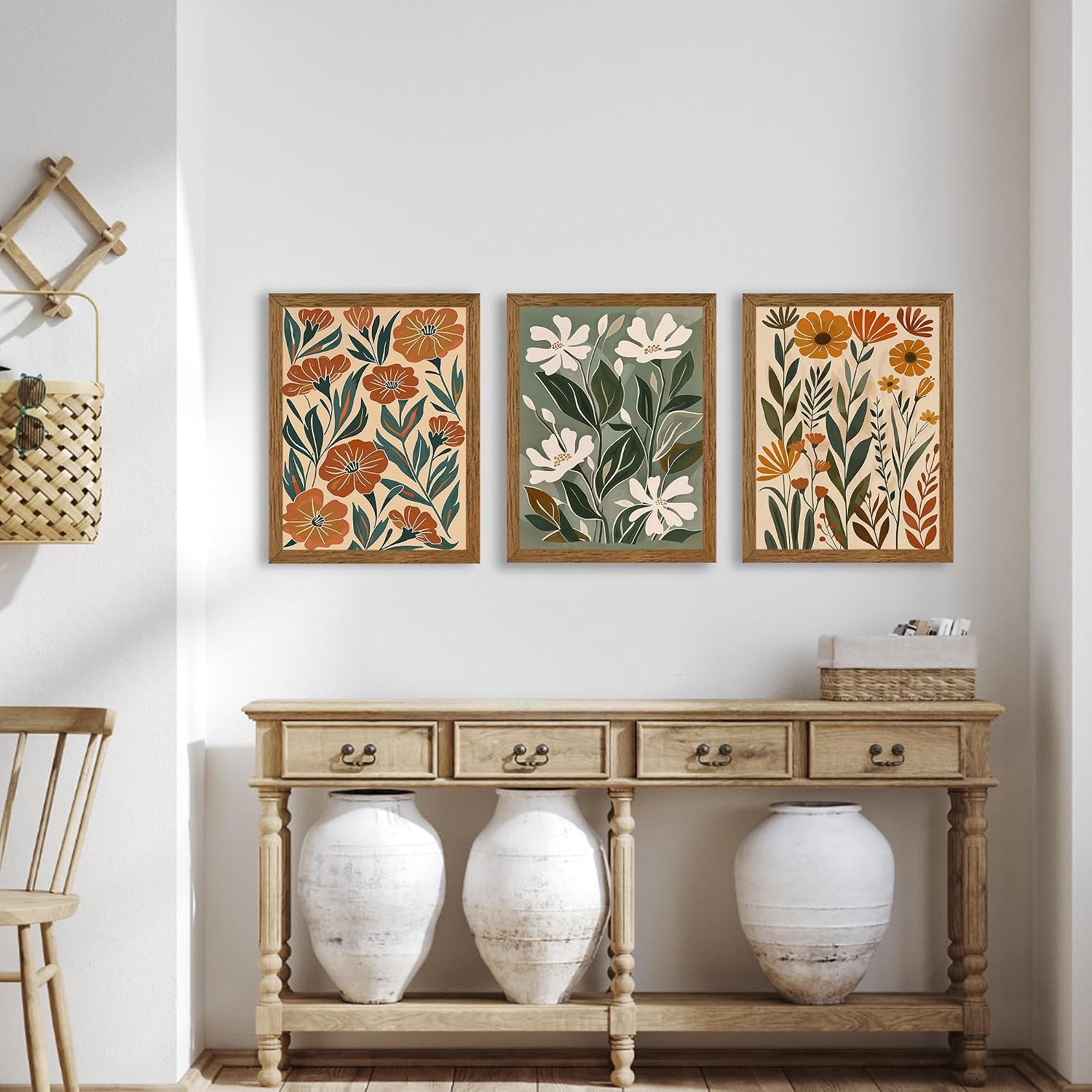 Aldernest 3 Piece Floral Framed Wall Art Abstract Botanical Wall Decor 12x16in