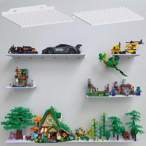 LumeraHome 12 Pack Mini Wall Display Shelves for Lego Building Bricks, 16x12 Studs, 1.92 ounces, 5 inches x 4.1 inches x 0.67 inches, White