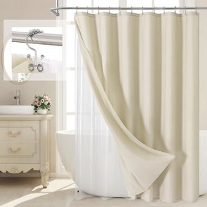 Aldernest 2 in 1 Linen Slub Shower Curtain Liner Set -72x72, 14.4 ounces