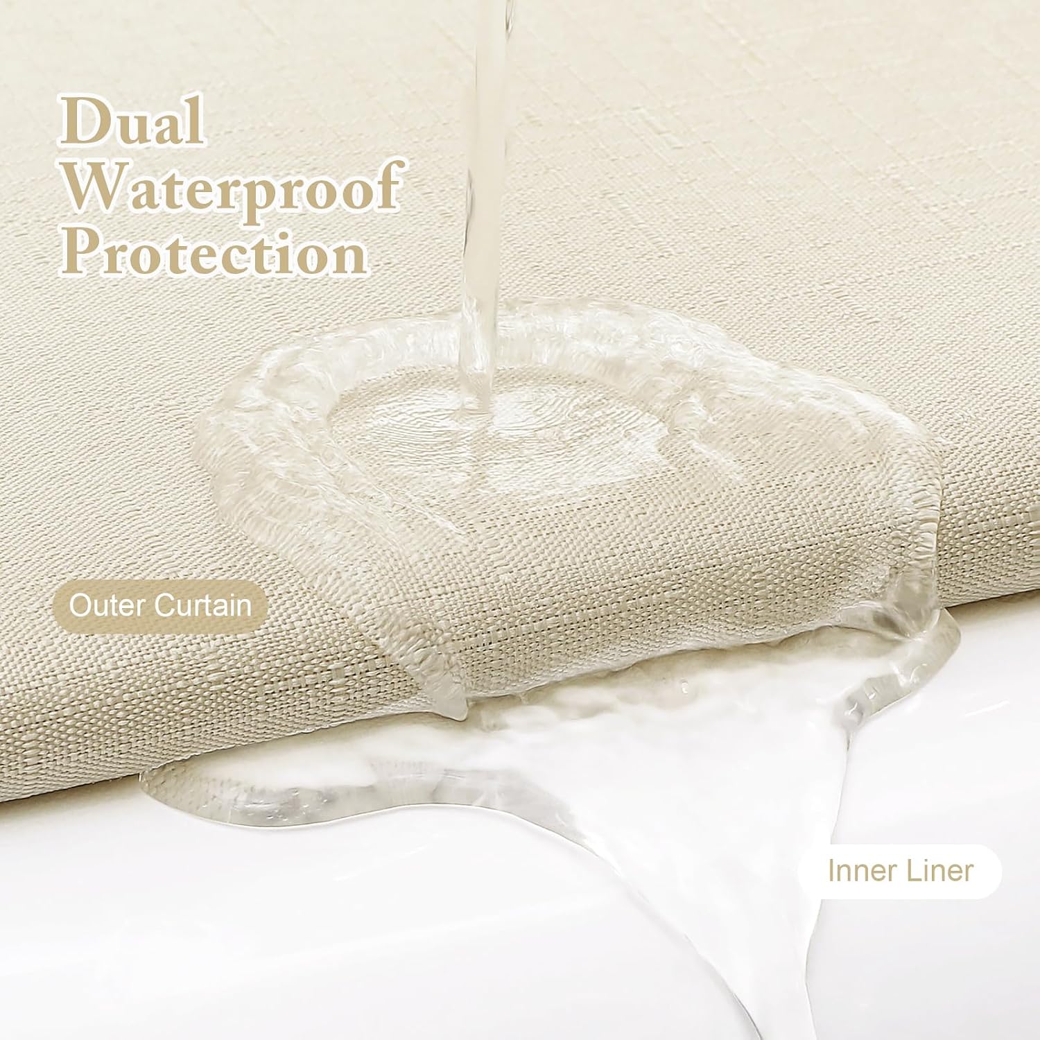 Aldernest 2 in 1 Linen Slub Shower Curtain Liner Set -72x72, 14.4 ounces