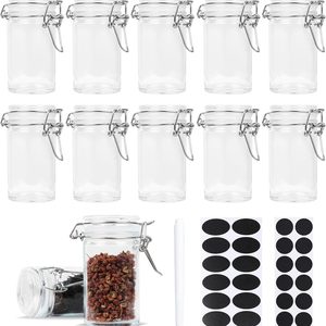 Aldernest 2.3 oz Small Glass Stash Jars with Labels, 3.2 pounds, Clear, 12 Count