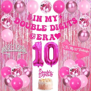 Aldernest Rose Hot Pink 10th Birthday Decorations for Girls, Rose Pink, 220