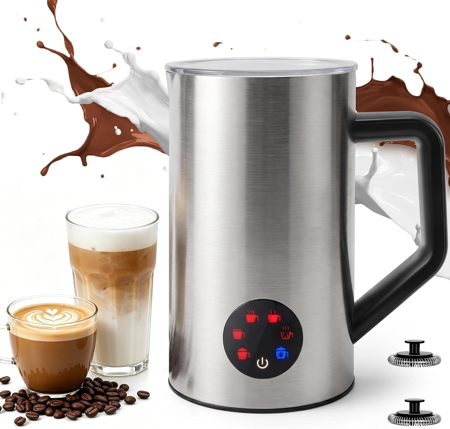 Aldernest Milk Frother, 6-IN-1 Electric Milk Steamer, Silver