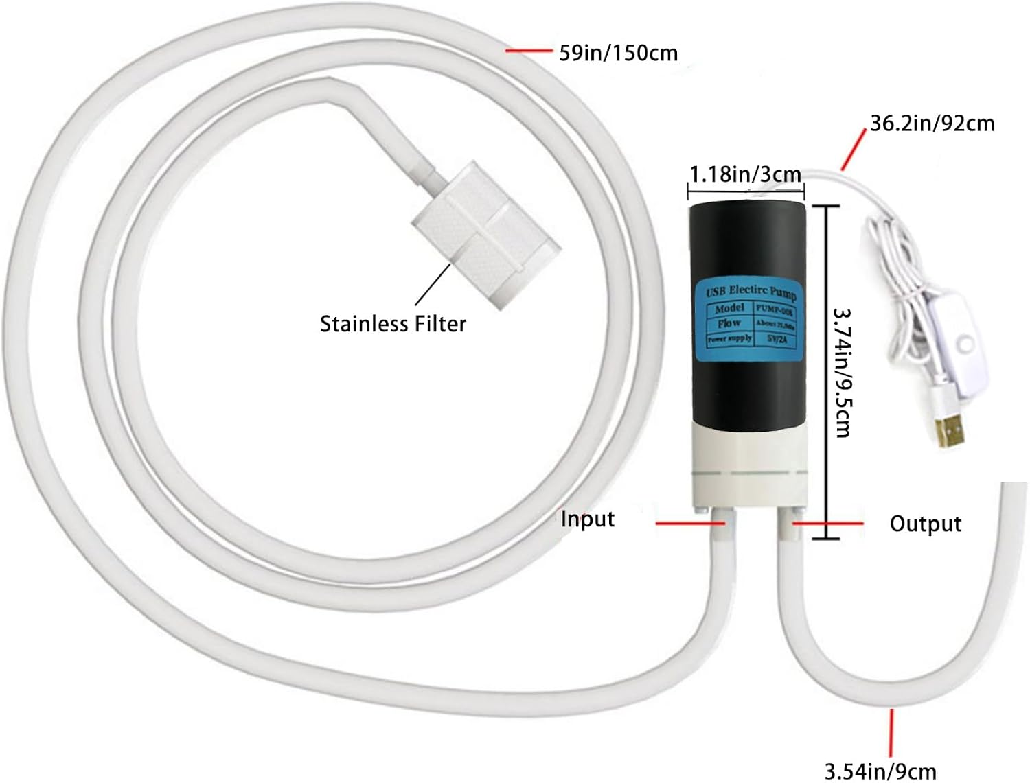 Aldernest Wine Siphon Pump, Food Grade Auto Siphon Self Priming USB Transfer Pump, 4.9 ounces