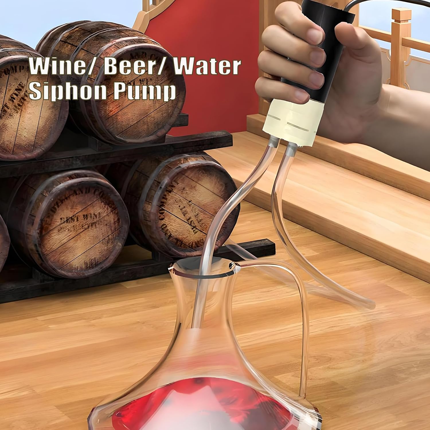 Aldernest Wine Siphon Pump, Food Grade Auto Siphon Self Priming USB Transfer Pump, 4.9 ounces