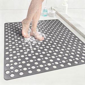 Aldernest Anti Slip Shower Mat with Suction Cups, 0.99 kg, 27" x 27" (Square), Grey