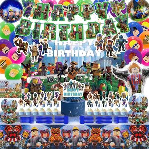 Aldernest Birthday Party Decorations - Theme Children's Party Supplies Included Happy Birthday Banner, Backdrop, Hanging Swirls, Tablecloth