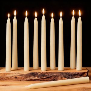 VelloHome 10-Pack 8" Cream White Pure Beeswax Taper Candles, Holiday & Home Decor