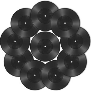 Quillstone 10 Pack 12 Inch Blank Vinyl Records Decor, Fake Vintage Record, Black
