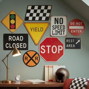 Aldernest 9 Pcs Race Car Room Wall Decor Vintage Road Bedroom Decor, 1.7 pounds