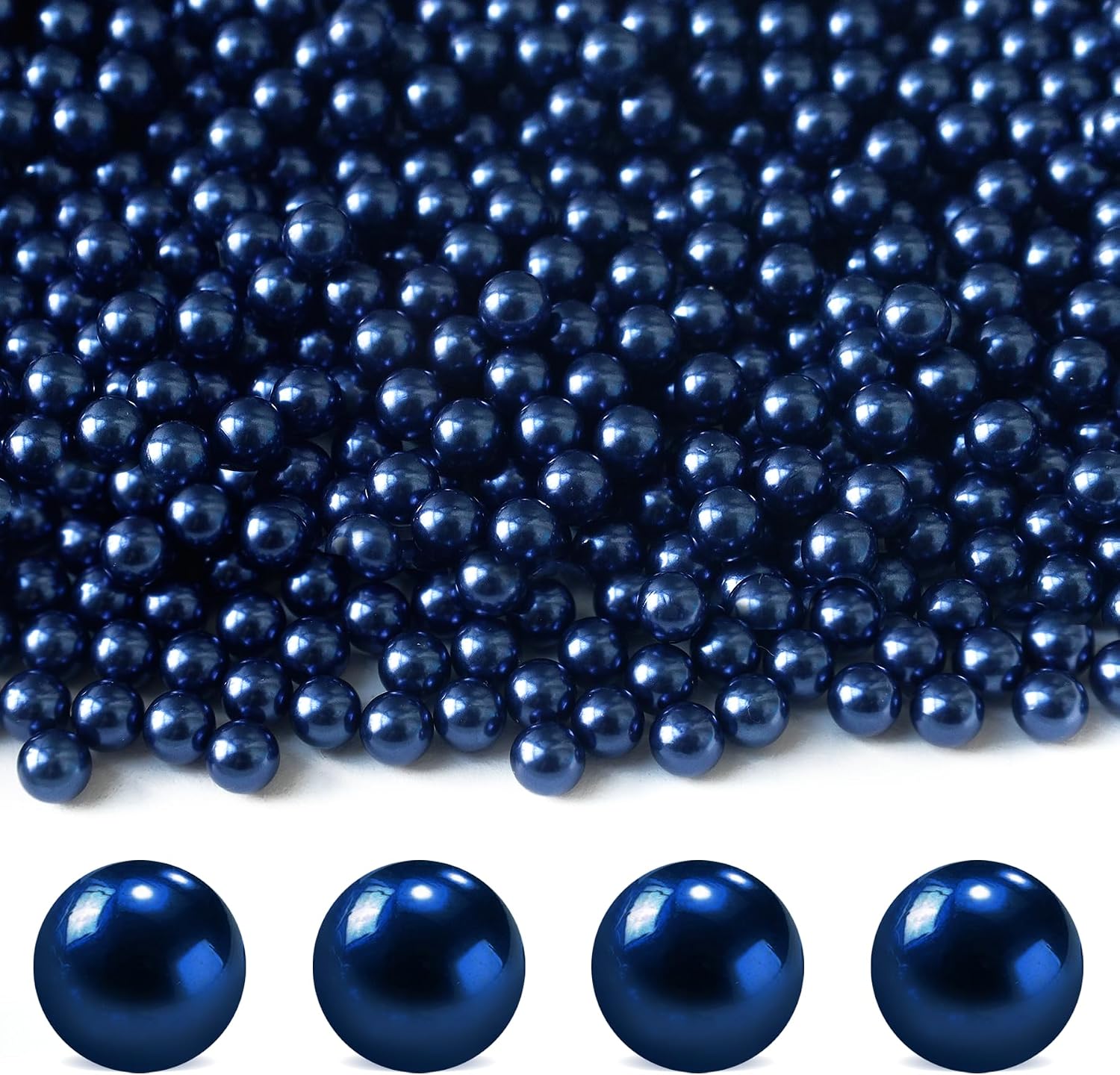Ashenby 1300Pcs Navy Blue Vase Filler No Hole Pearl Beads, 3.52 ounces, 8mm/1300pcs