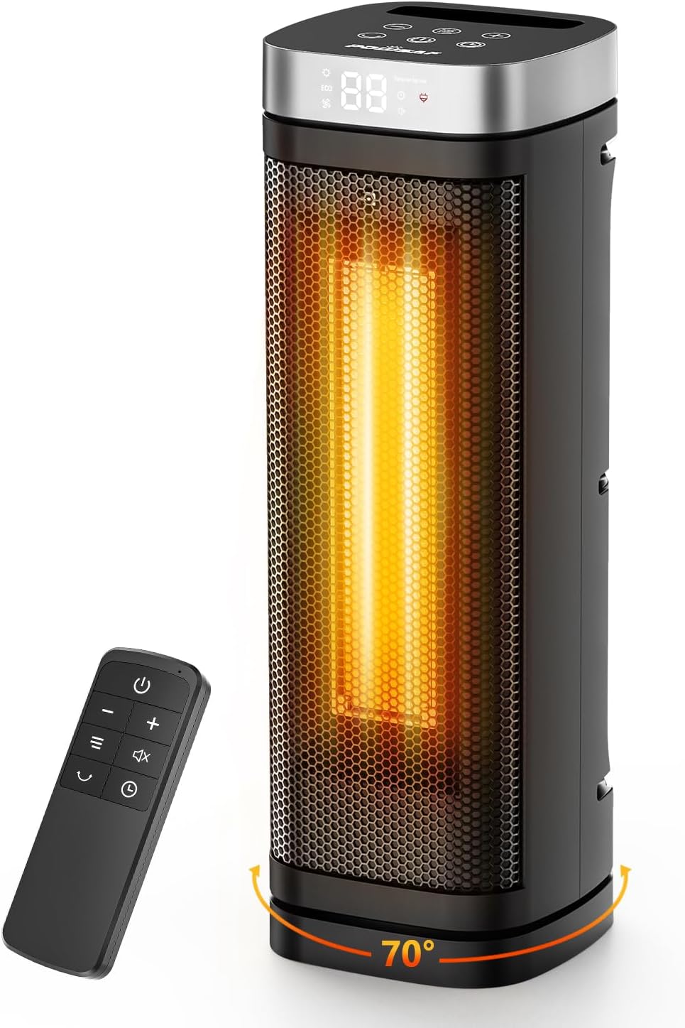 Aldernest 17 Inches Space Heater, 1500W Electric Heaters for Indoor Use with Thermostat, Black