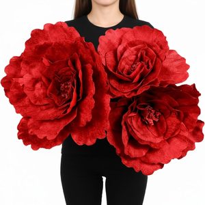 Aldernest 3 Pcs Giant Flowers for Decoration Large Rose Petals Giant Flowers, 0.44 kg, Red