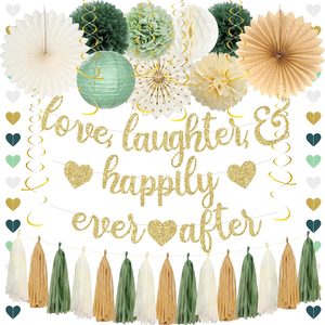 Aldernest Green Engagement Decorations, Love Laughter & Happily Ever After, Green Gold
