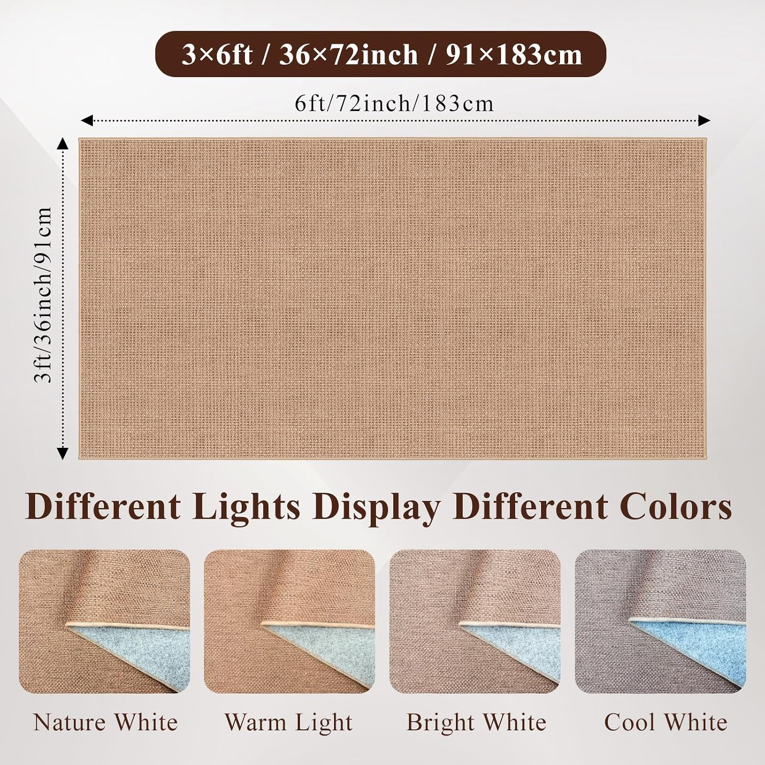 Aldernest 3x6 Runner Rug Washable Non-Slip: Solid Color Faux Jute Boho Kitchen Rug, 3.5 pounds, Beige