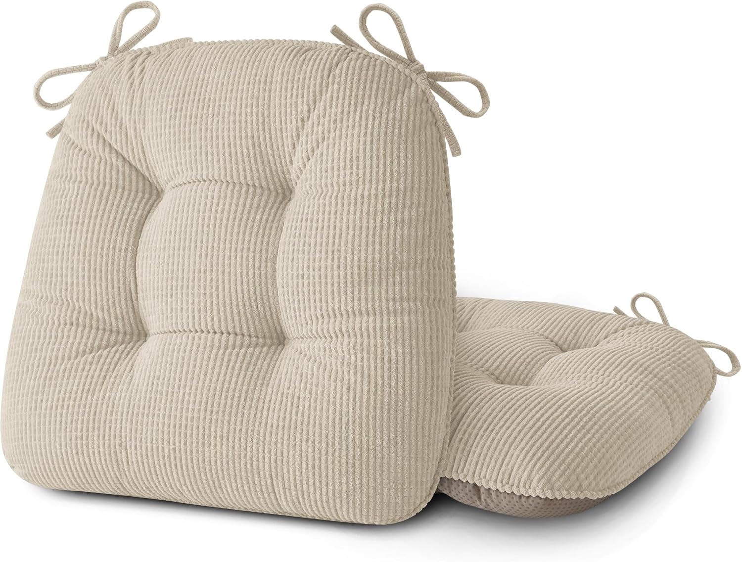 Aldernest Dining Chair Cushions Set of 2 Non Slip 18"X18"X3" Beige, 1000 g