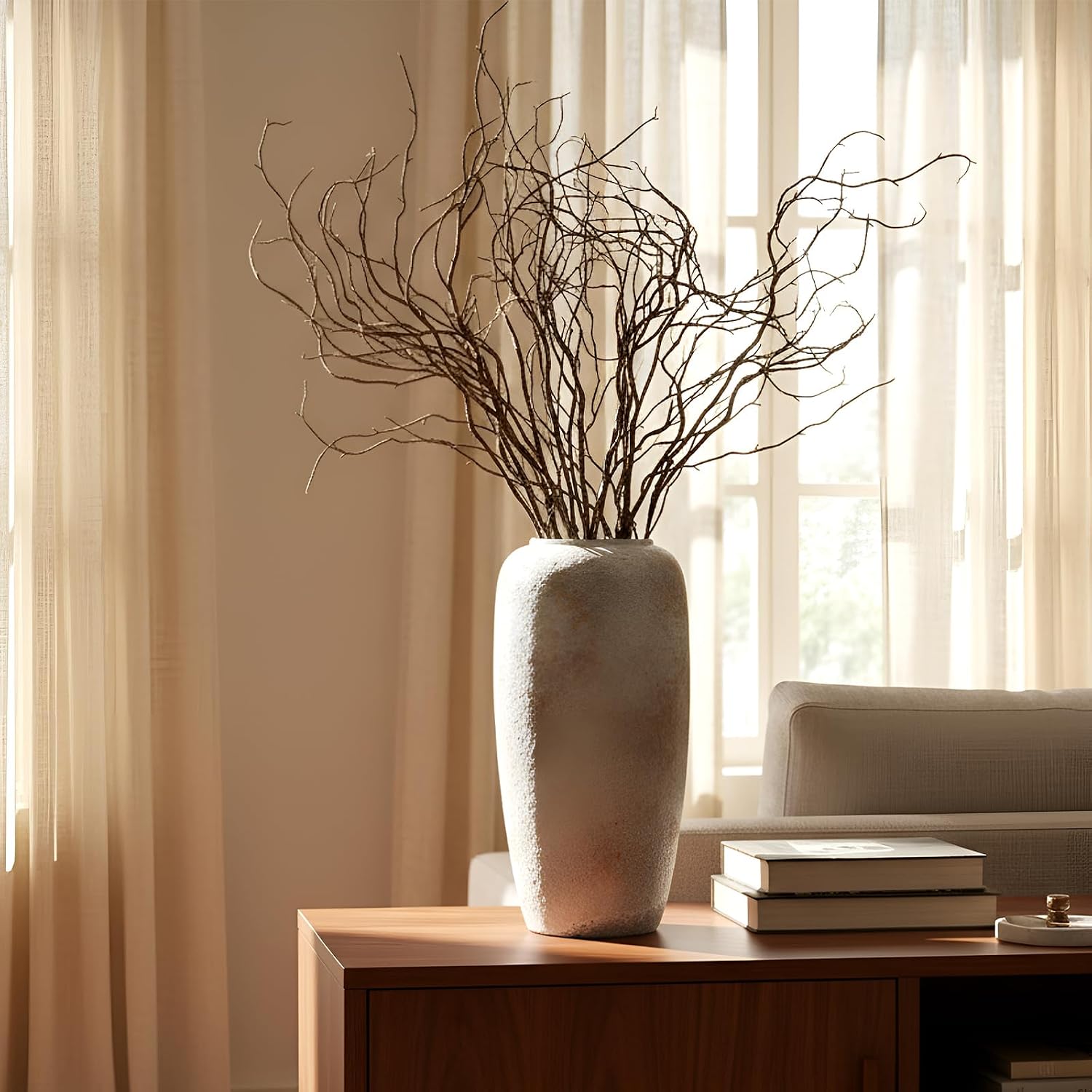 Aldernest 6 Pcs 47.2 Inch Lifelike Curly Willow Branches Artificial, Brown, 0.98 kg