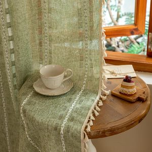 Aldernest Boho Sheer Sage Green Curtains 84 inches Long 2 Panels for Living Room Bedroom, 1.65 kg