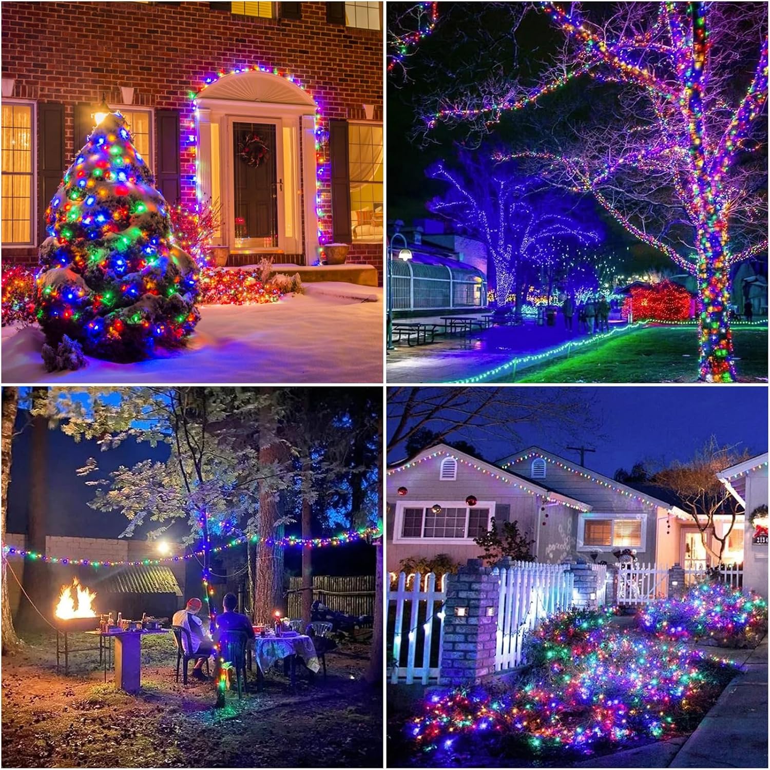 Lintonhome 99ft Christmas Decorative Mini Lights, White and Multicolor, 300 Count