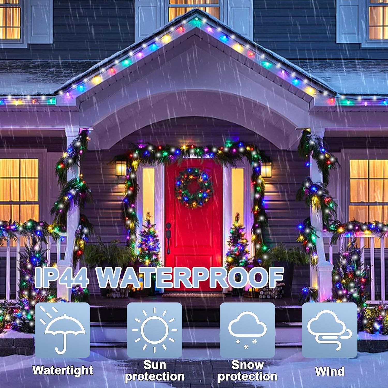 Lintonhome 99ft Christmas Decorative Mini Lights, White and Multicolor, 300 Count