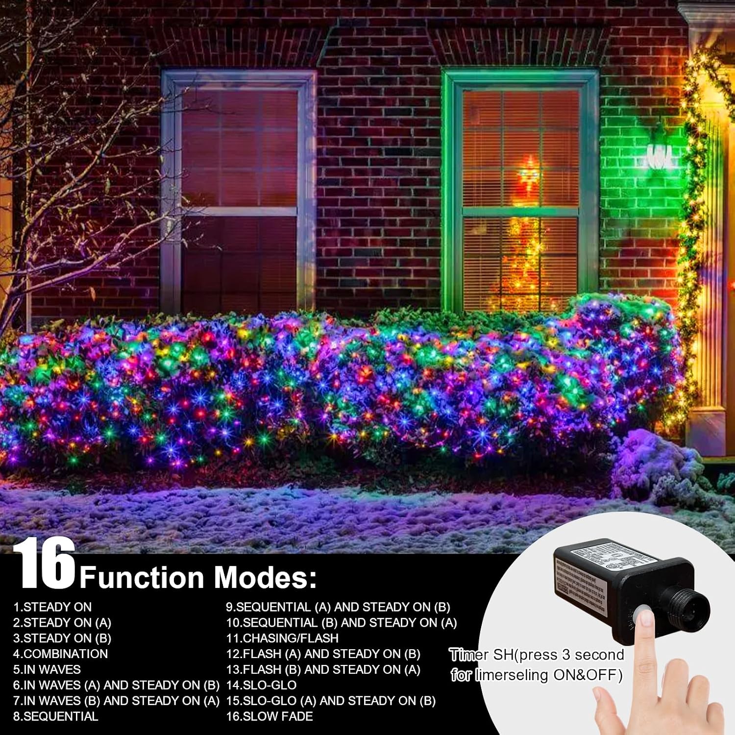 Lintonhome 99ft Christmas Decorative Mini Lights, White and Multicolor, 300 Count