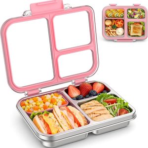 Barleyfield Stainless Steel Bento Lunch Box for Kids Adults, 0.63 kg, Pink
