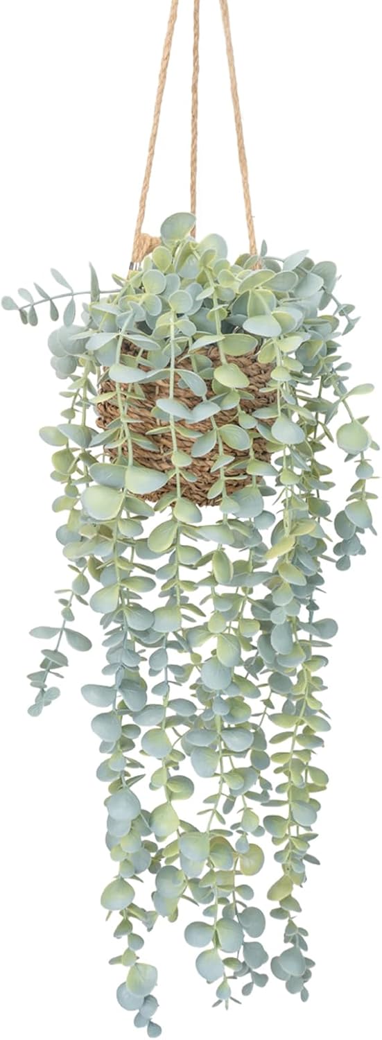 Ashenby Artificial Hanging Plants in Woven Basket, 12.8 ounces, Green, 16 Count