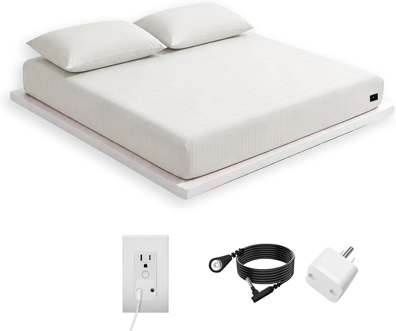 Ashenby Grounding Sheets Twin XL, 90% Cotton 10% Silver Fiber Fitted Sheet, White