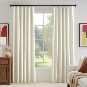 Rowanmere Velvet Curtains Cream Room Darkening Curtain for Bedroom Living Room Light Filtering Curtains 84 Inches Long Soft Luxury Heavy Rod Pocket