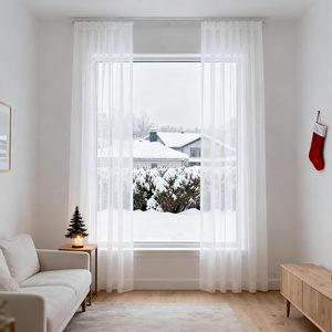 Rowanmere White Sheer Curtains & Drapes 92 Inches Long Pinch Pleat Floor to Ceiling, 2.4 pounds, Mesh White