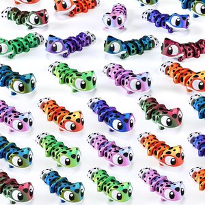 Birchmont 24 Pcs Mini 3D Printed Leopard Gecko Animal Toy, Two-tone Gradient Silk