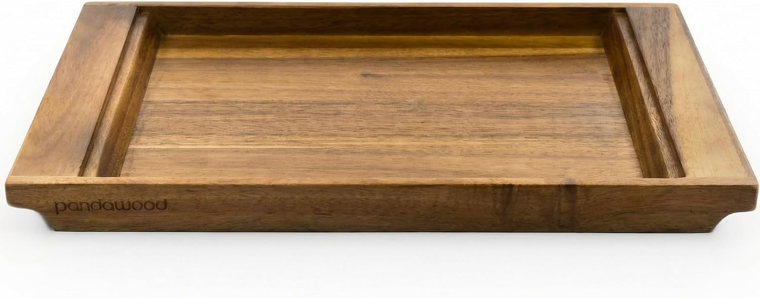 Ashenby Acacia Wood Serving Tray for Coffee Table, Ottoman Tray Decor, 15.7x11 Inch, 1.07 kg