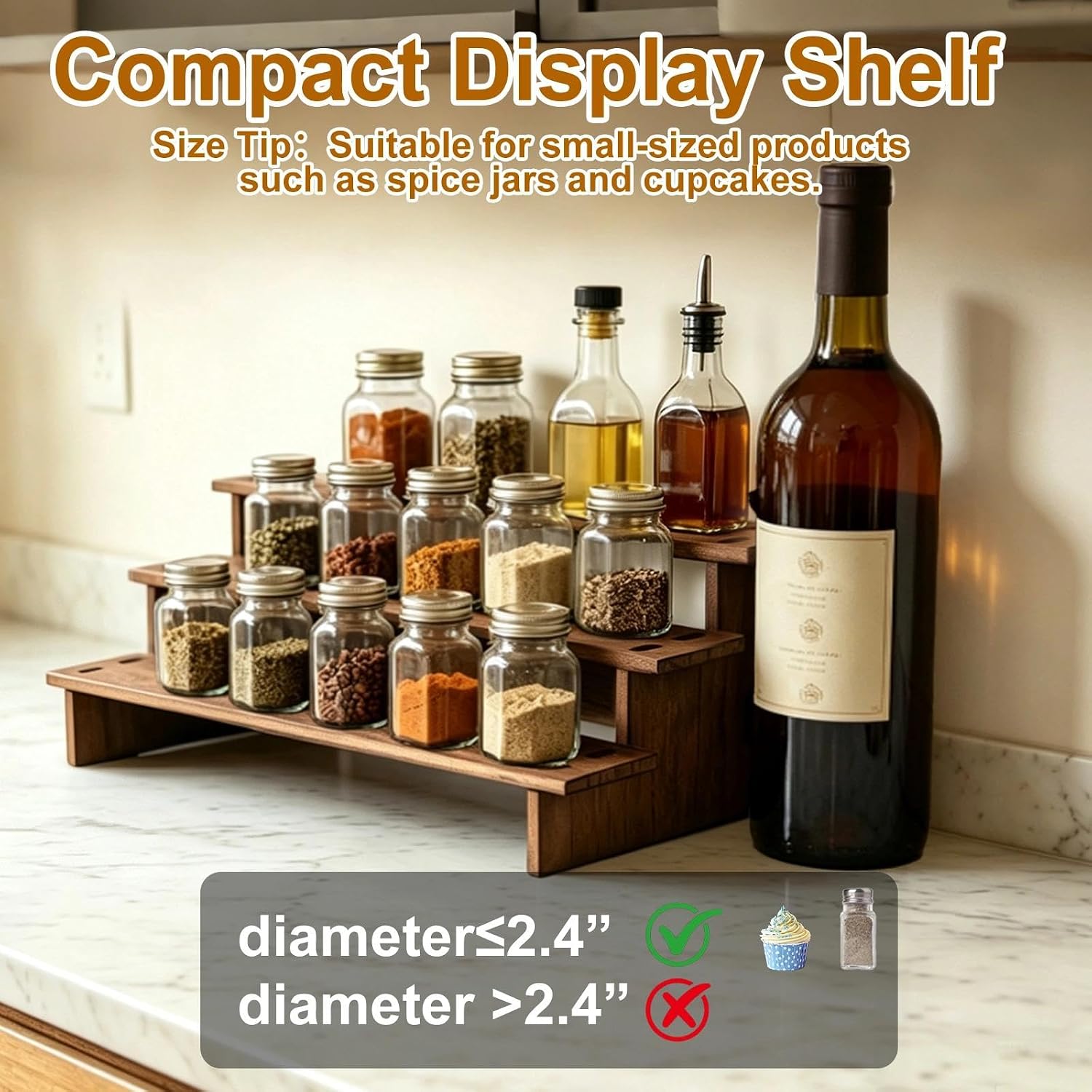 Ashenby 3 Tier Cupcake Stand Wood - 30s Quick Assembly, Easy Carry&Store, 0.4 kg, Dark Brown