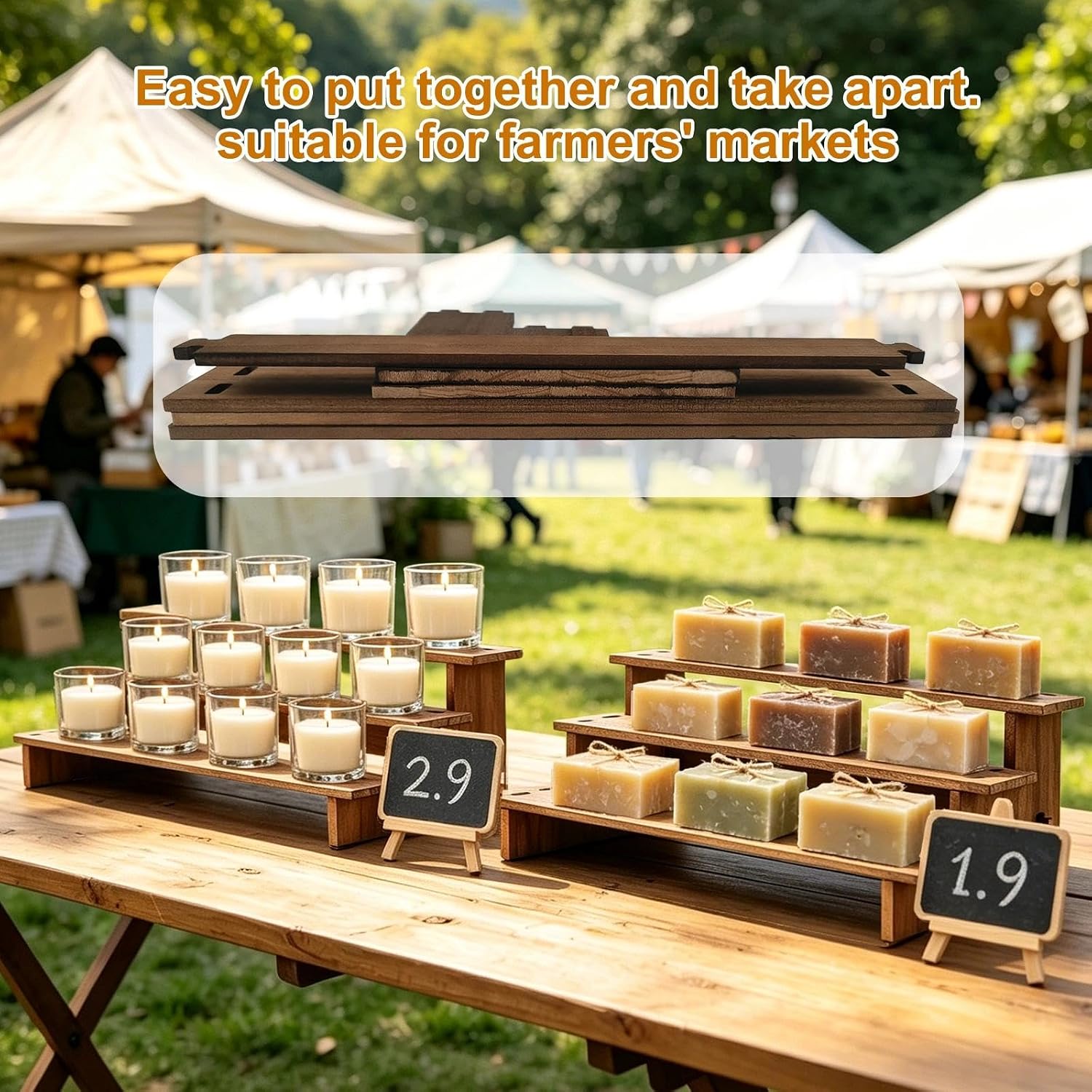 Ashenby 3 Tier Cupcake Stand Wood - 30s Quick Assembly, Easy Carry&Store, 0.4 kg, Dark Brown
