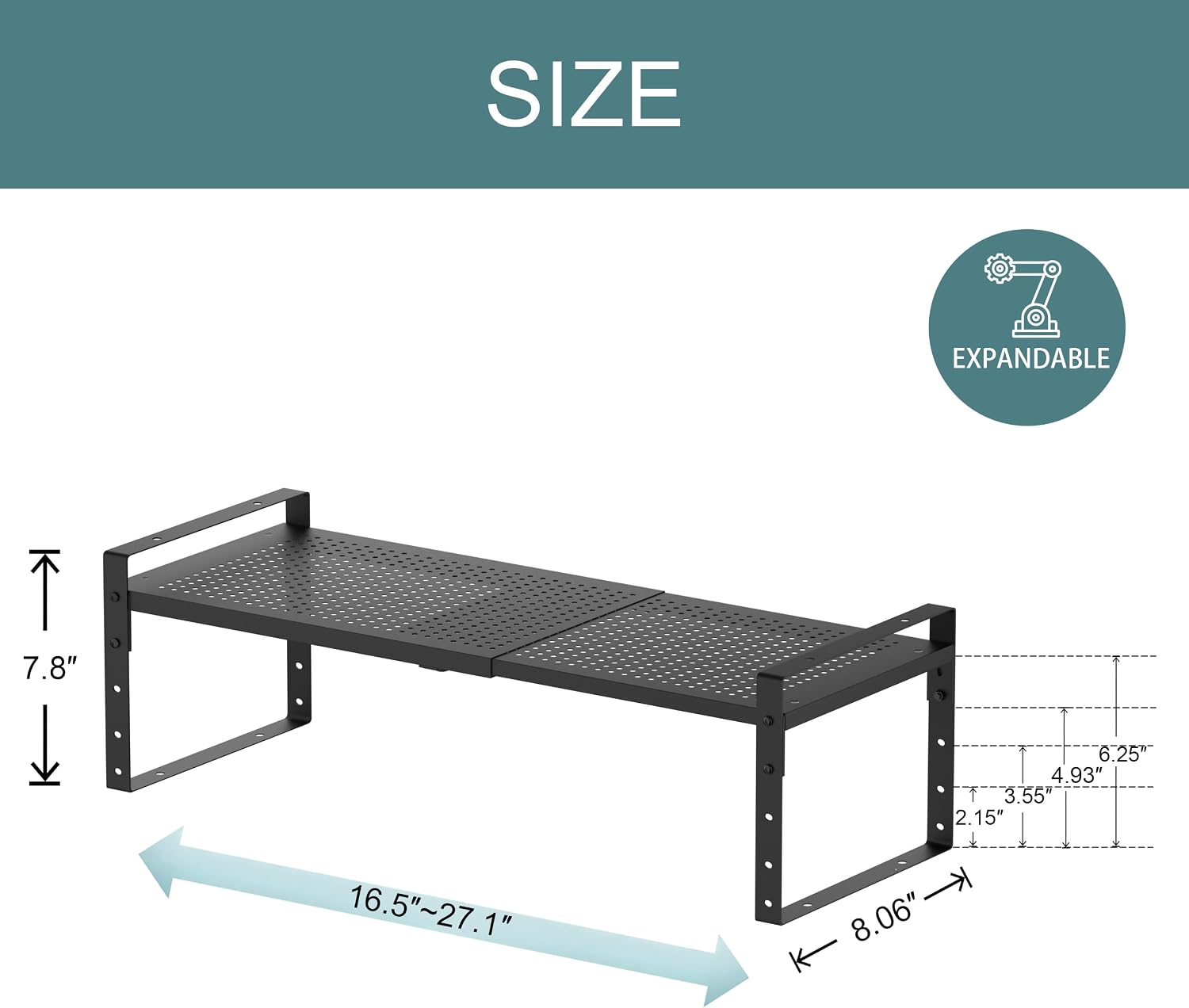 Ashenby Expandable Shoe Rack Heavy-Duty Closet Organizer Adjustable Shelf Stackable Metal Framework for Entryway, Garage,RV,Pantry,Cabinet
