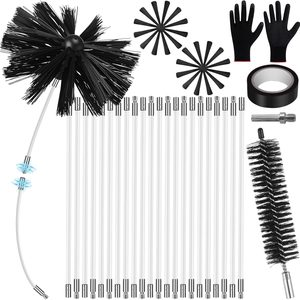 Ashenby 2 Pcs Chimney Brush Kit with Flexible Rods, 30 Feet, 7.8 Inch, Black, White