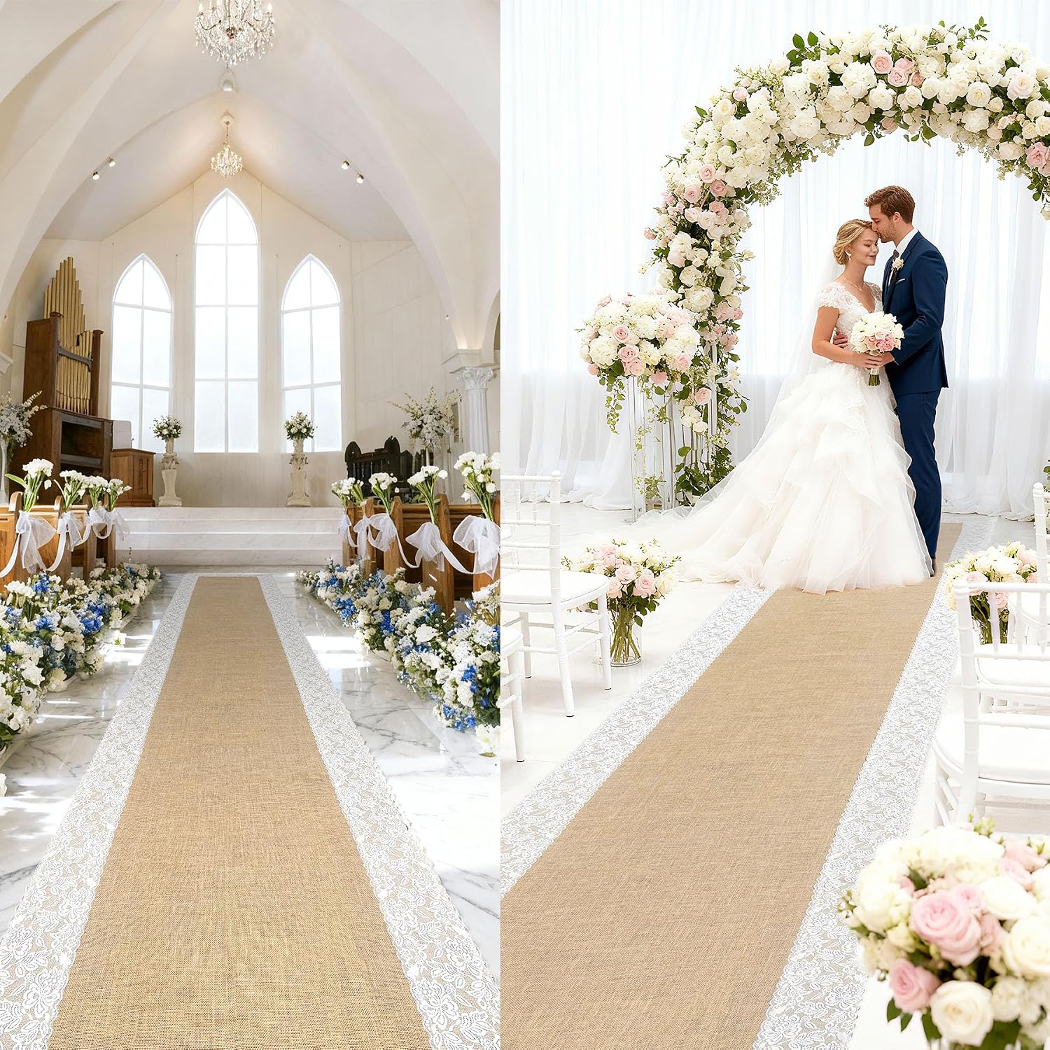 Ashenby 3ft x 20 ft Wedding Aisle Runner Outdoor for Wedding Ceremony, Brown, 60 Square Feet