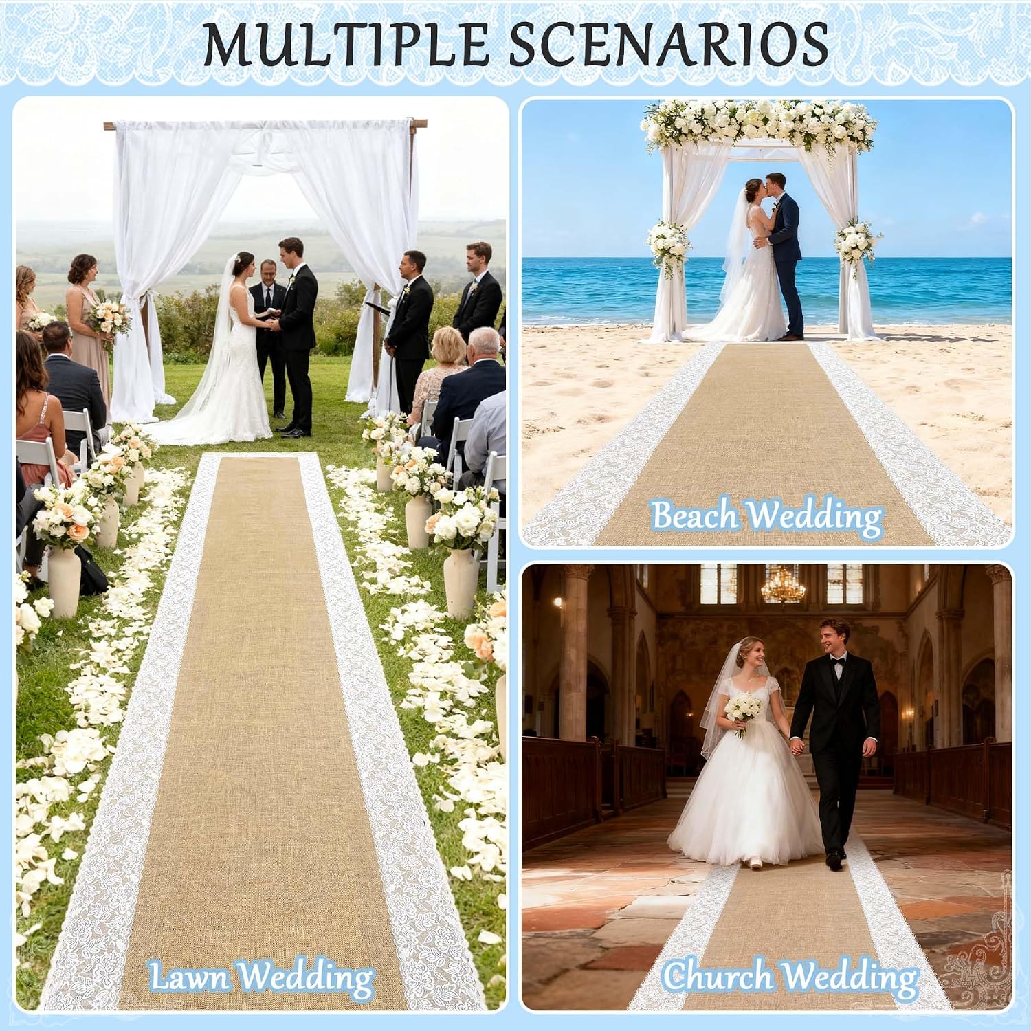 Ashenby 3ft x 20 ft Wedding Aisle Runner Outdoor for Wedding Ceremony, Brown, 60 Square Feet