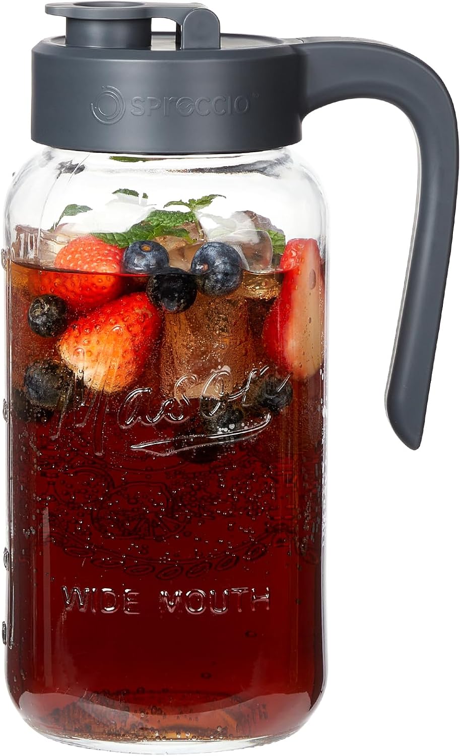 Ashenby 64 oz Mason Jar Pitcher with Lid - Wide Mouth, Gray