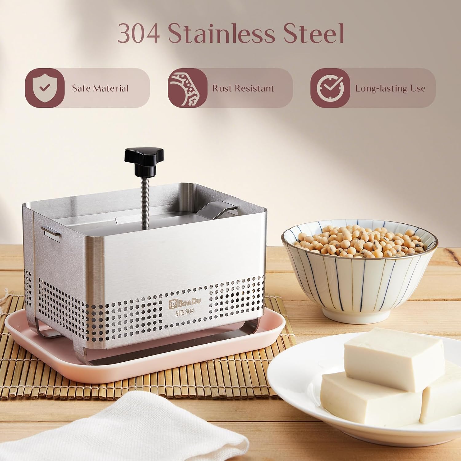 Aldernest Tofu Press 304 Stainless Steel, Paneer Maker with Upgraded Deep-Press, 1.8 pounds