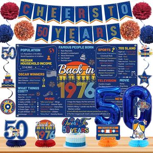 Aldernest 50th Birthday Decorations Men Women, Retro Blue Back in 1976 Poster