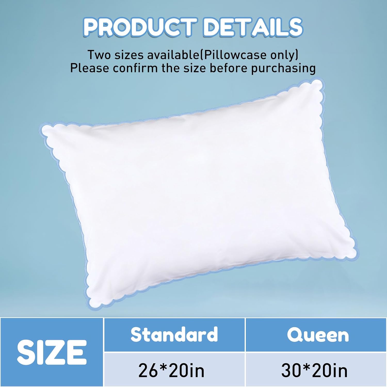 Ashenby 2 Pcs Scalloped Pillowcase Microfiber Pillow Cover, Blue, 26" X 20", 8.32 ounces