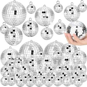 Aldernest 70 PCS Disco Ball, 5 Sizes Disco Ball Ornaments, 1.05 kg, Silver