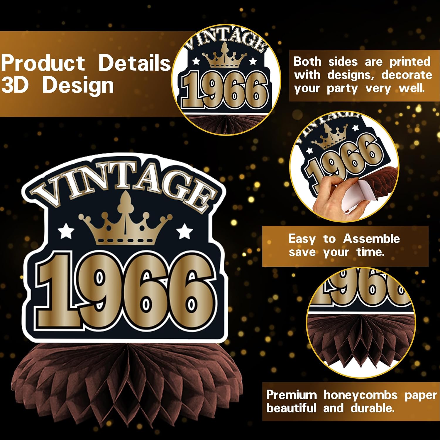Rowanmere Vintage 1966 60th Birthday Party Decorations for Men Women