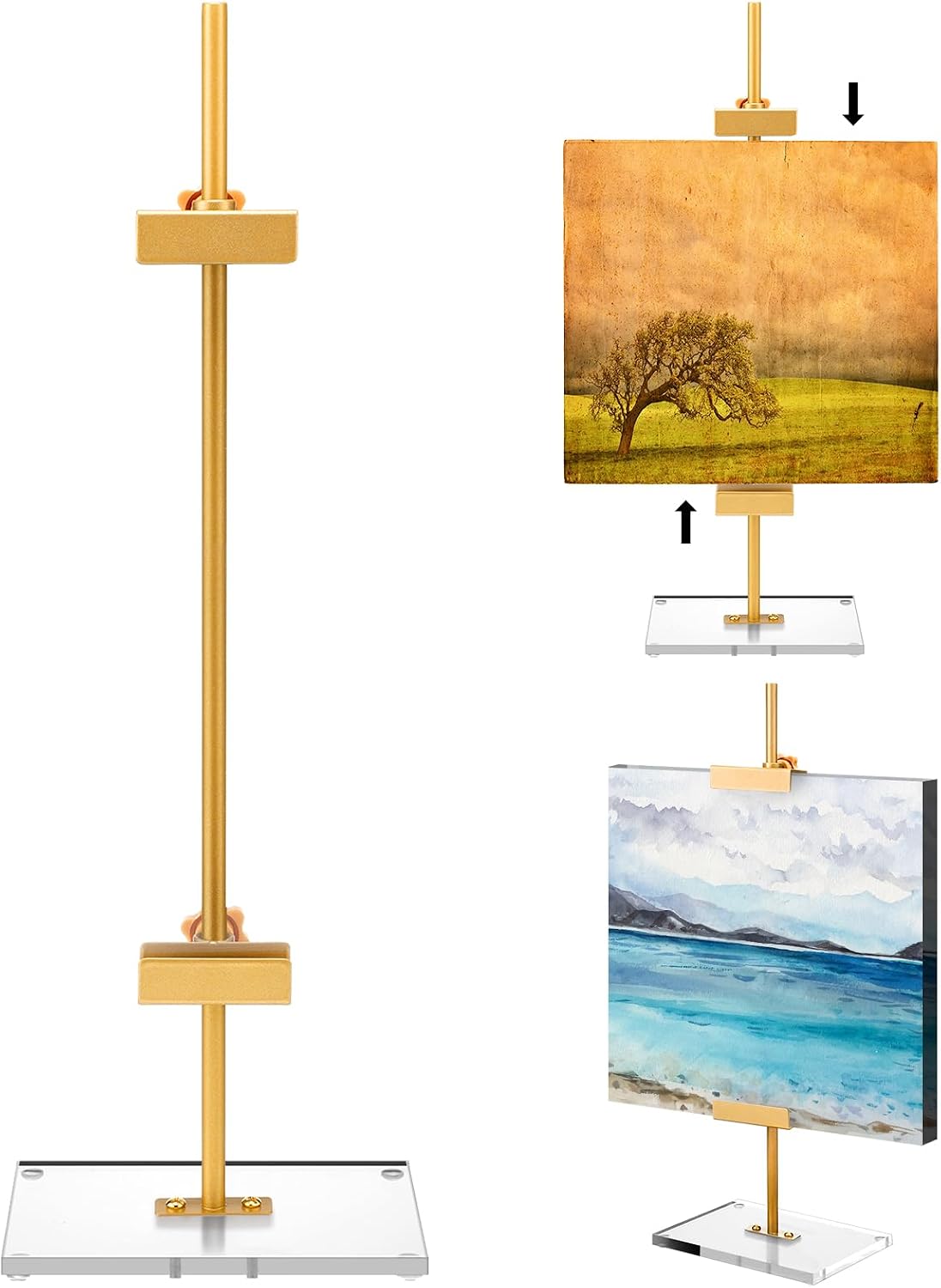 Aldernest Adjustable Tabletop Easel Gold Picture Frame Holder Stand, 16.5 x 5.5 x 3.5 inches