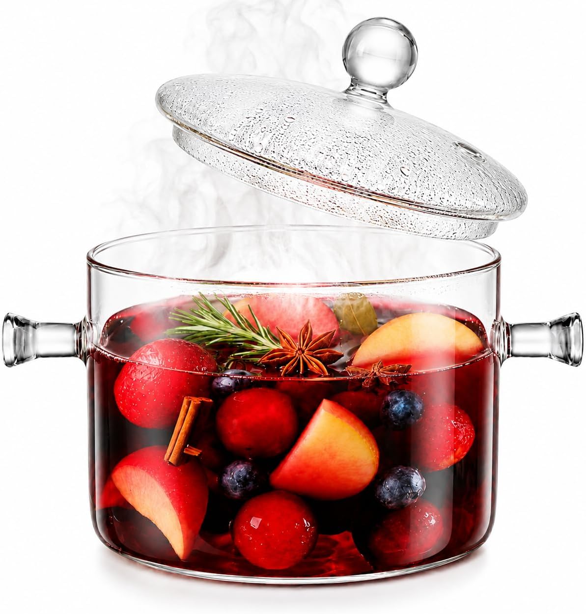 Ashenby Clear Glass Potpourri Simmer Pot and Cookware for Cooking Stews Hot Beverages Noodles Milk Baby Food Spices