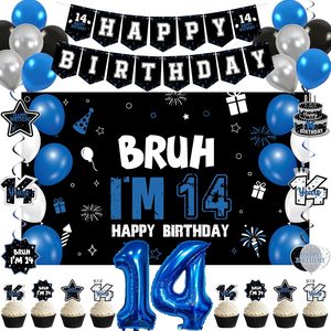 Ashenby Blue 14th Birthday Decorations Set for Boys Girls